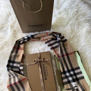 Burberry Beige and Black Checkered Scarf